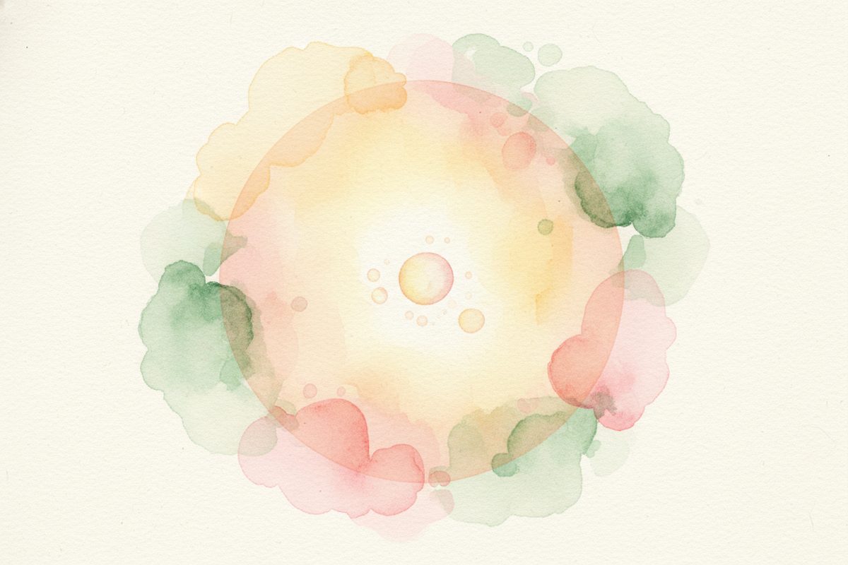 A warm watercolor illustration of a 1-week fetus