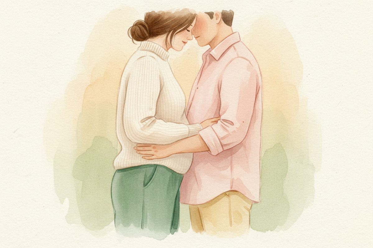 A warm watercolor illustration of week 10 of pregnancy