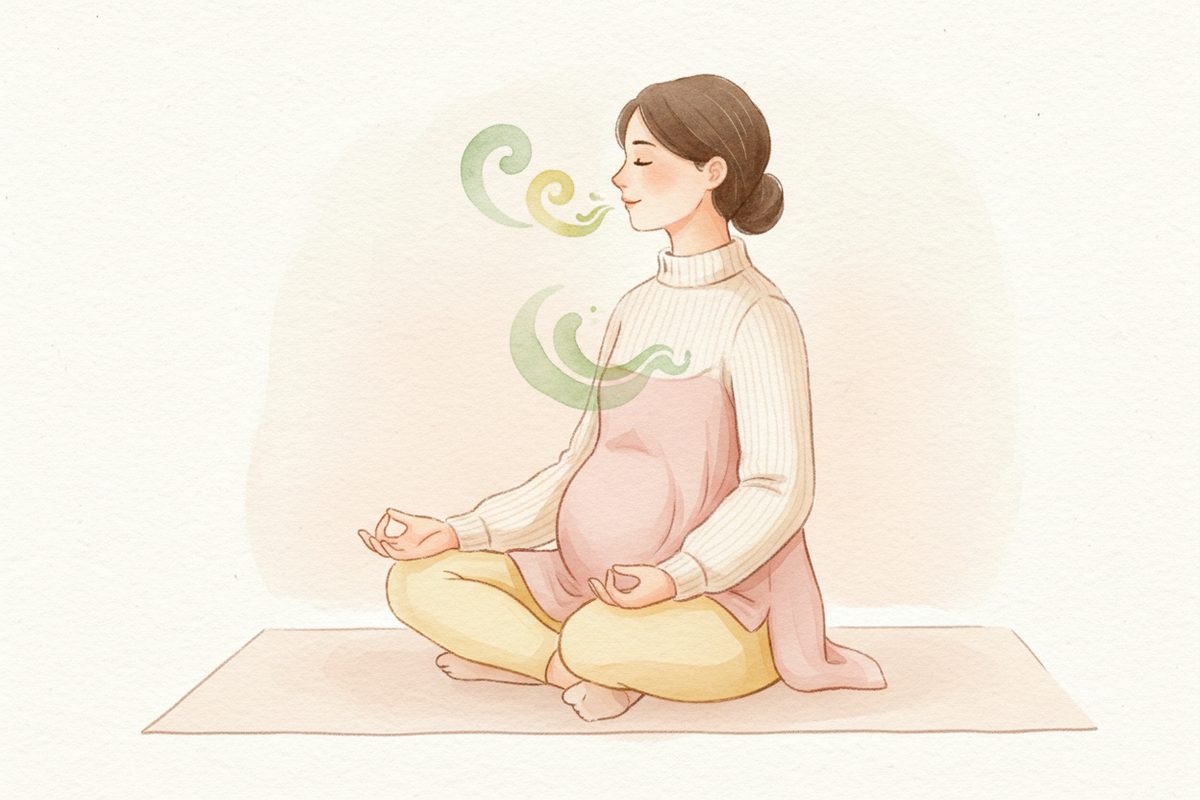 A warm watercolor illustration of week 18 of pregnancy