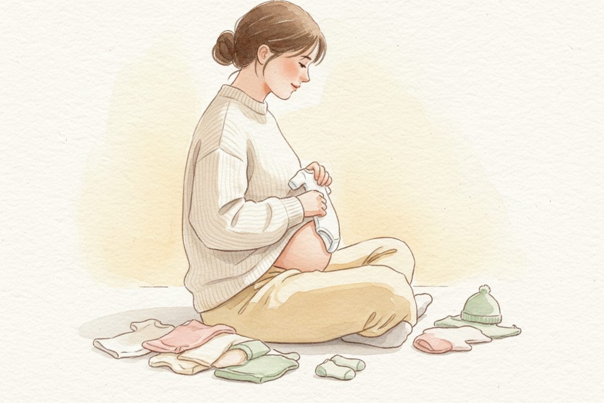 A warm watercolor illustration of week 22 of pregnancy