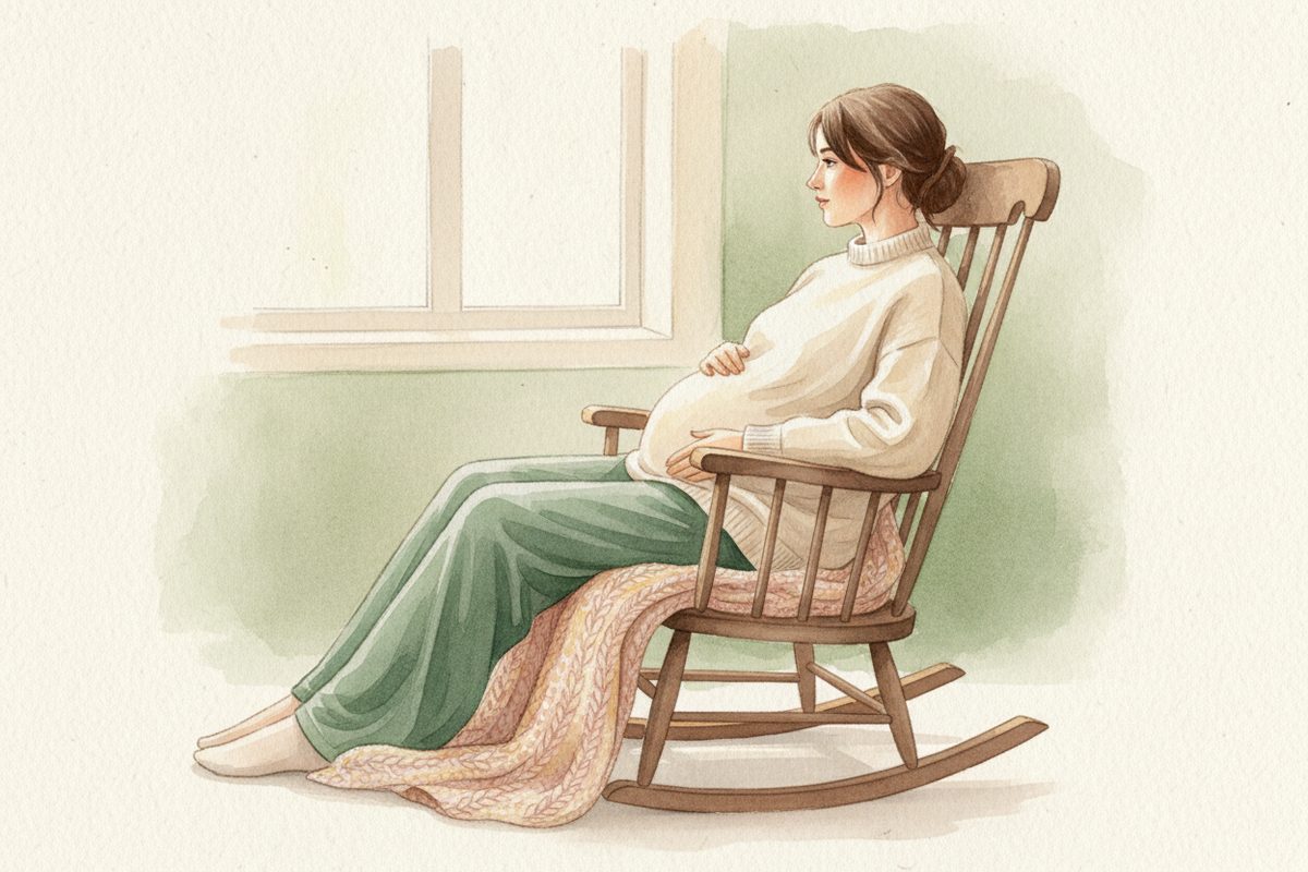 A warm watercolor illustration of week 25 of pregnancy
