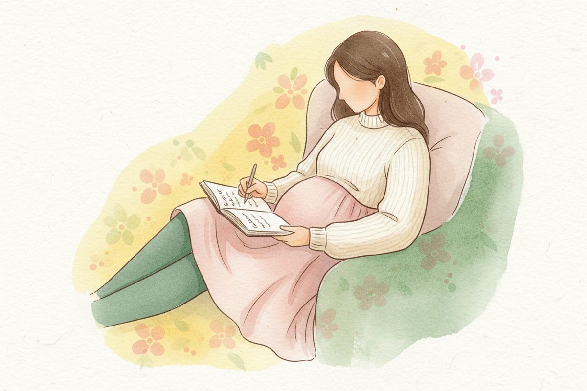 A warm watercolor illustration of week 26 of pregnancy