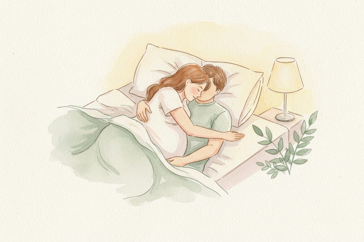 A warm watercolor illustration of week 27 of pregnancy