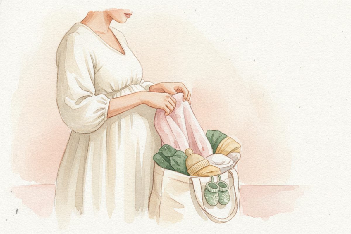 A warm watercolor illustration of week 36 of pregnancy