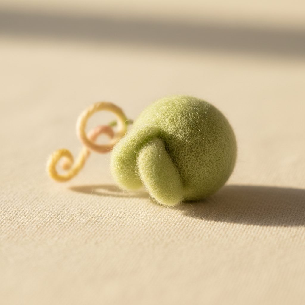 A needle-felted wool a sweet pea