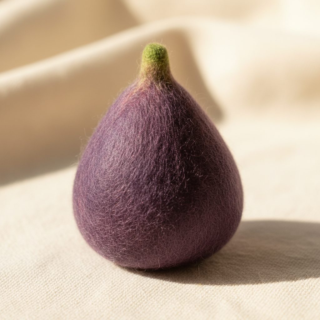 A needle-felted wool a fig