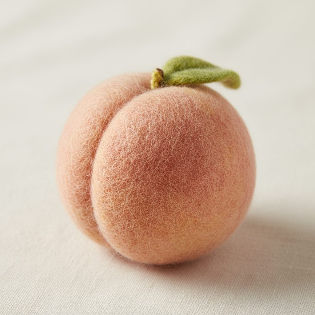 A needle-felted wool a peach