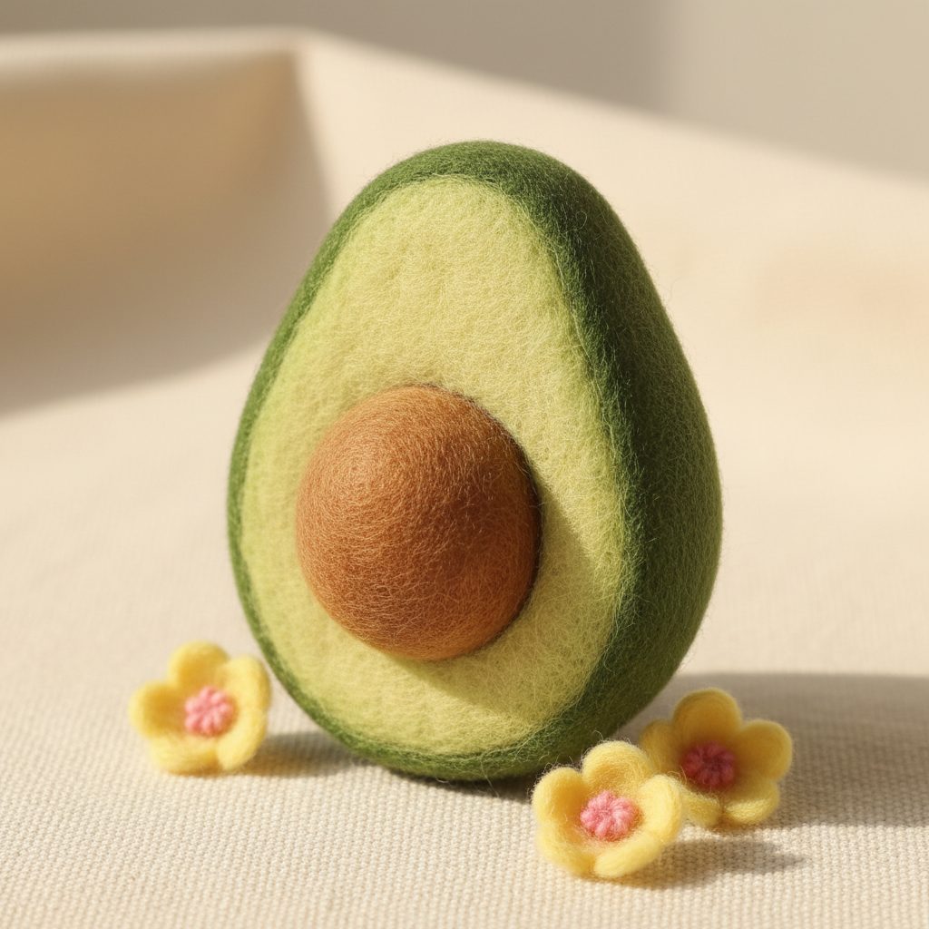 A needle-felted wool an avocado