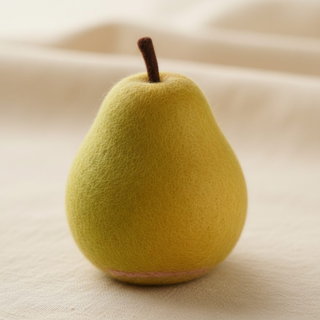 A needle-felted wool a pear