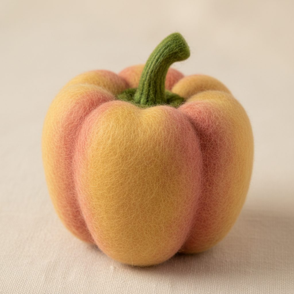 A needle-felted wool a bell pepper