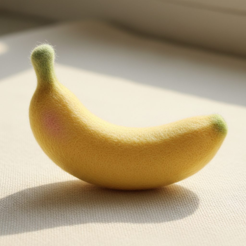 A needle-felted wool a banana