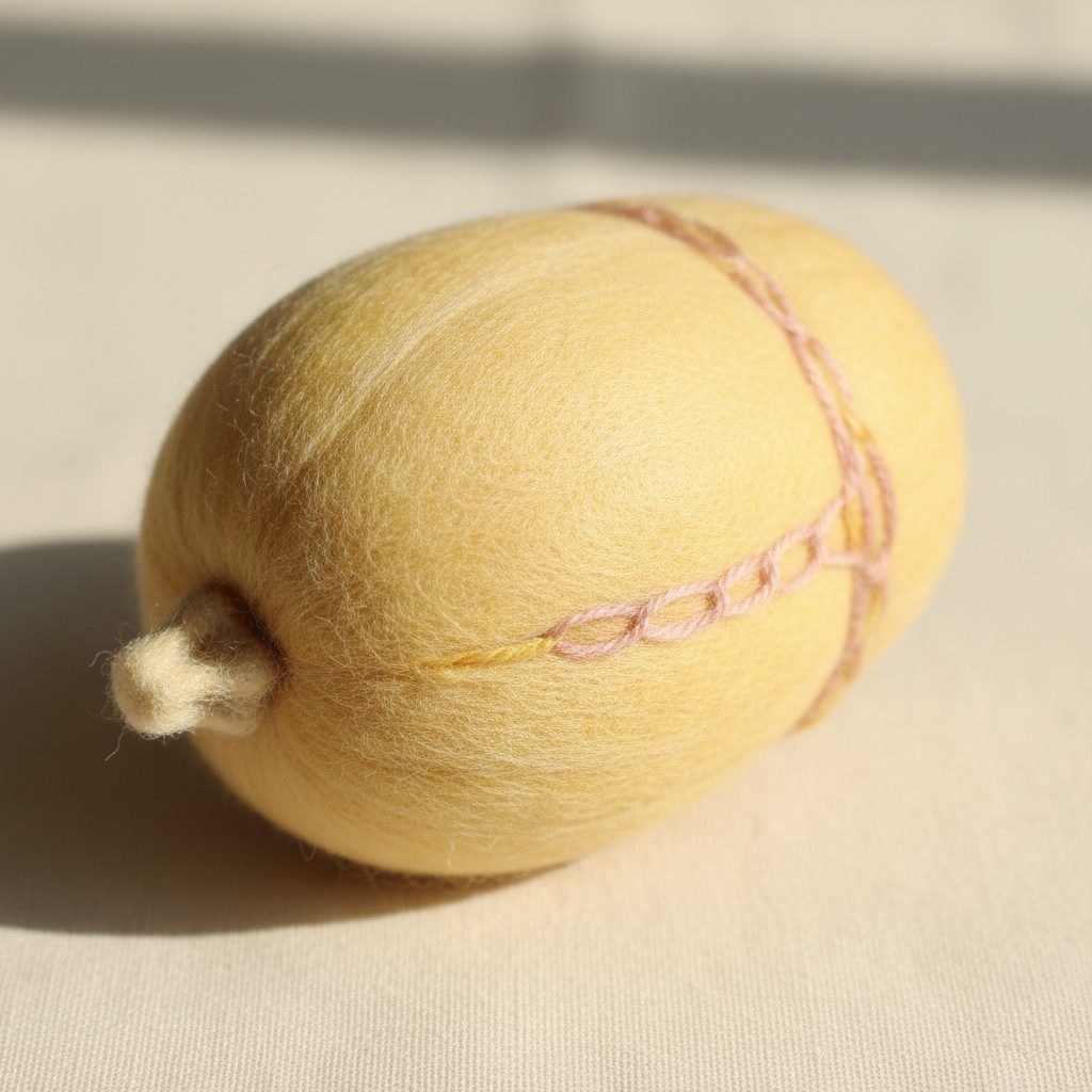 A needle-felted wool a spaghetti squash
