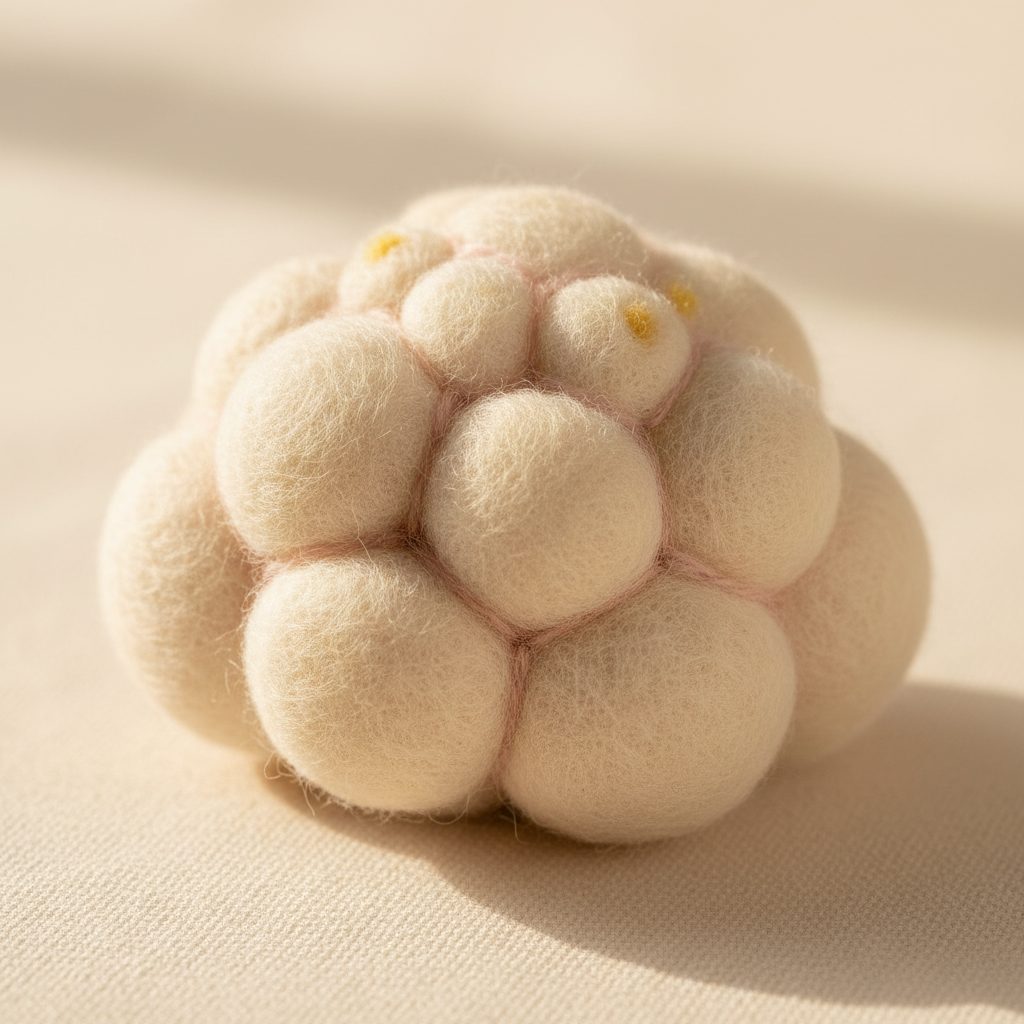 A needle-felted wool a cauliflower