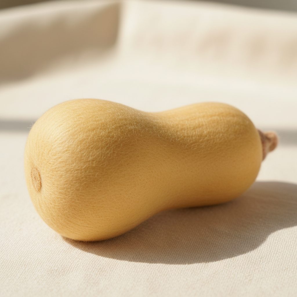 A needle-felted wool a butternut squash