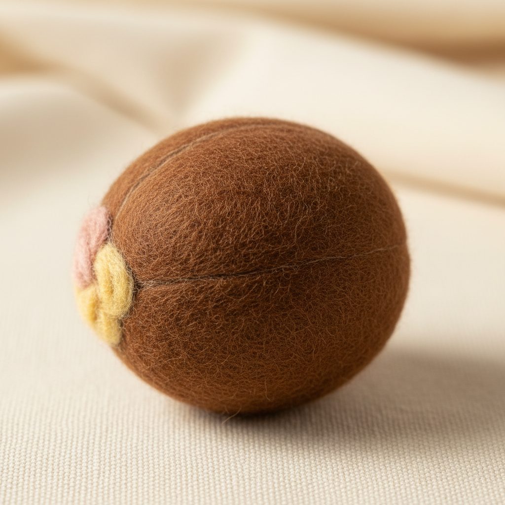 A needle-felted wool a coconut