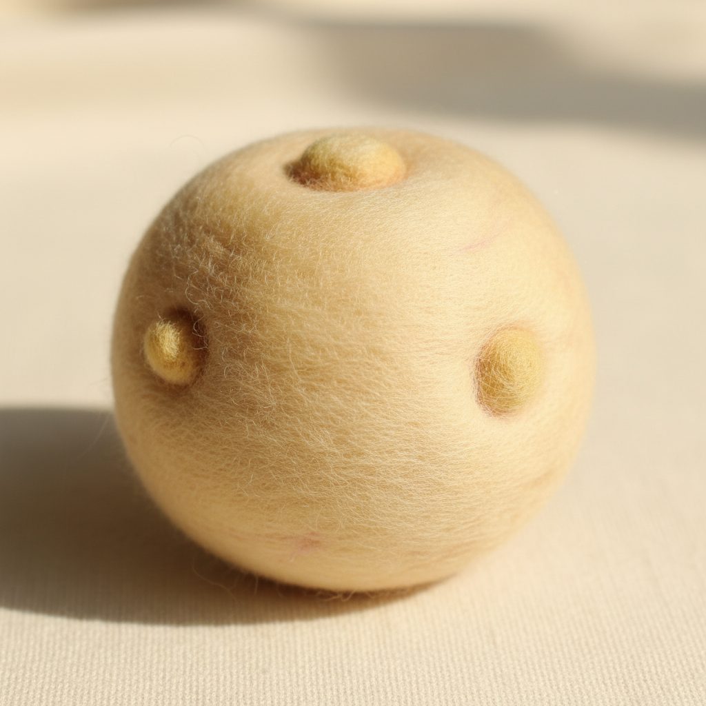 A needle-felted wool a jicama