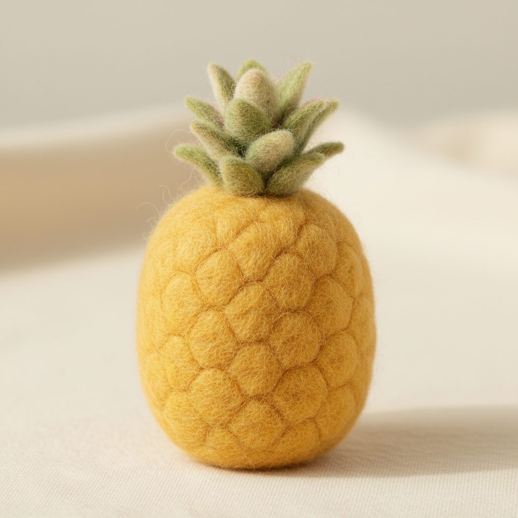 A needle-felted wool a pineapple