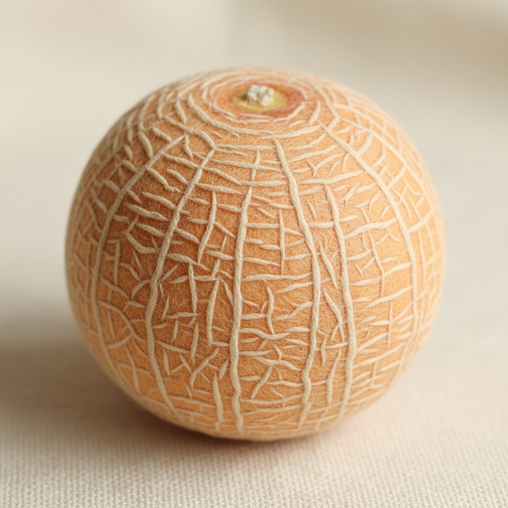 A needle-felted wool a cantaloupe