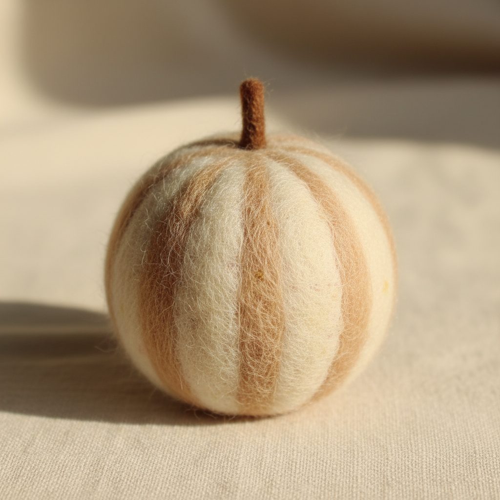 A needle-felted wool a mini watermelon